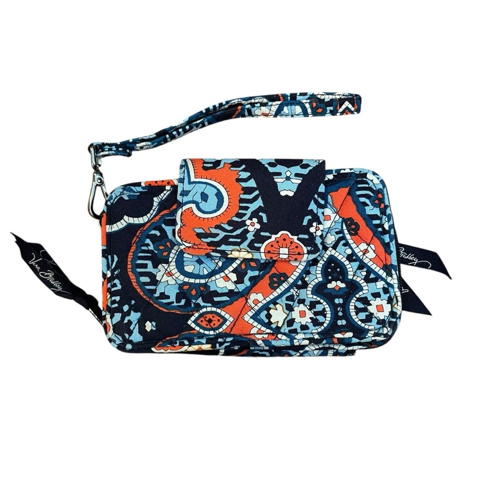 Vera Bradley Wristlet Wallet 2.0 in Marrakesh Blue and Orange New without Tags